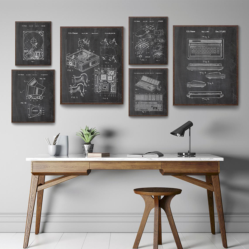 Office Tech Room - Conjunto de 6 Peças de Arte