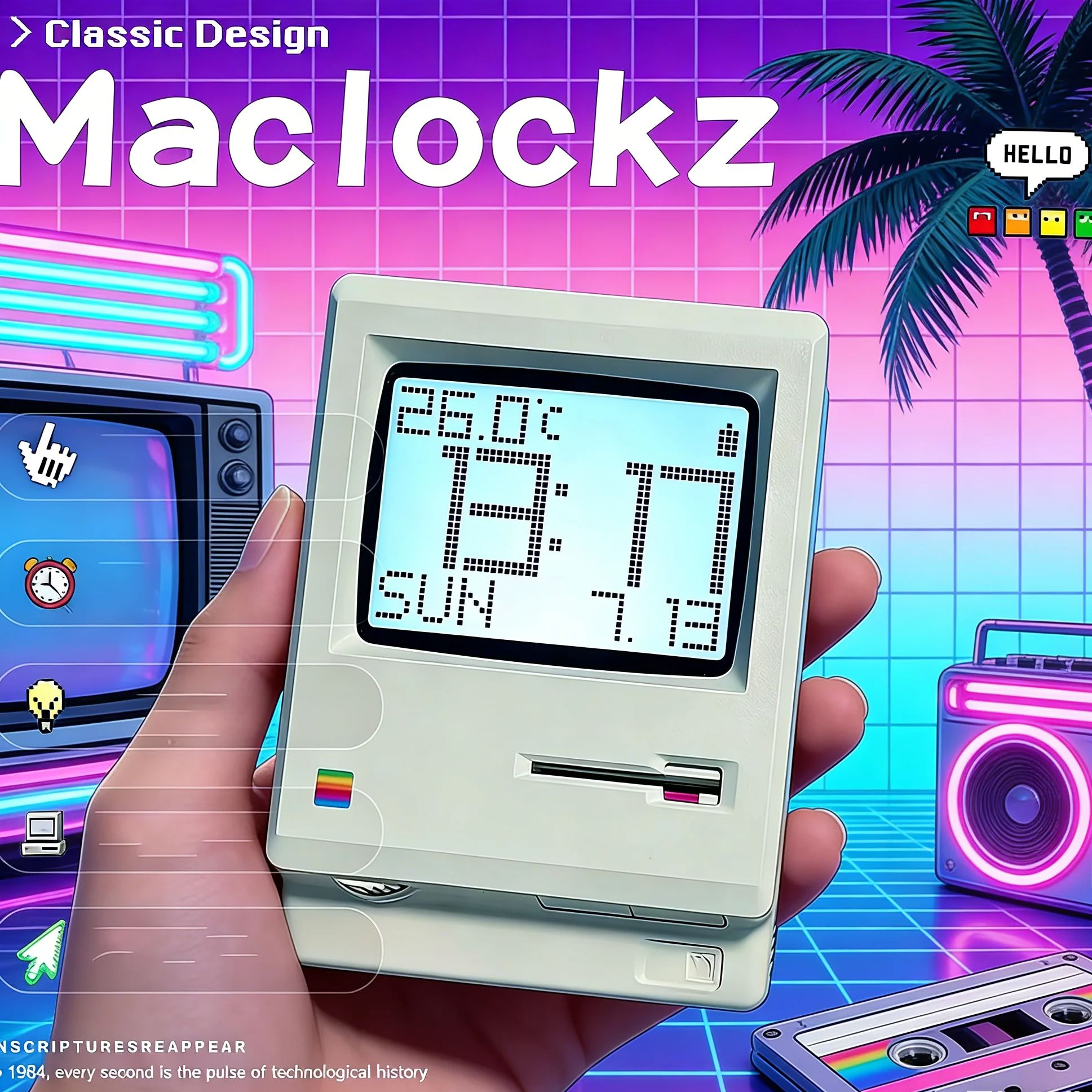 Office Tech Gifts - Retro nostálgico maclock despertador estilo computador