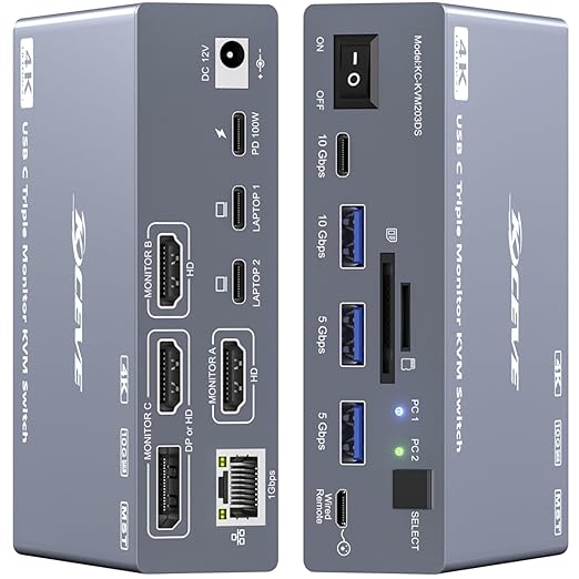 Switch KVM USB-C para 3 Monito - Docking Station Usb C avaliação e preço
